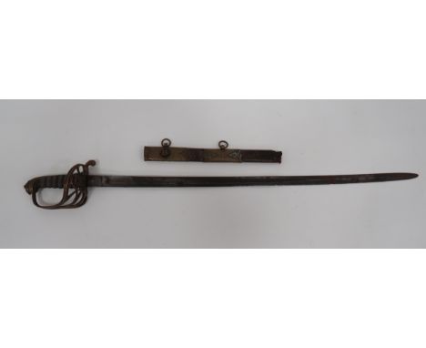 Victorian 1822 Pattern Infantry Officer’s Sword  32 inch, single edged blade with wide fuller.  Faint etched foliage scrolls 