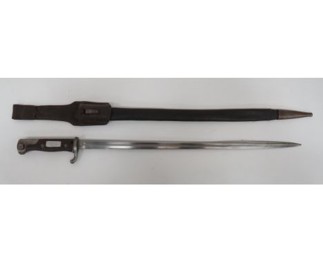 Imperial German Seitengewehr M1898 Regimental Marked Bayonet  20 1/2 inch, single edged, pipe back, quill point blade with na