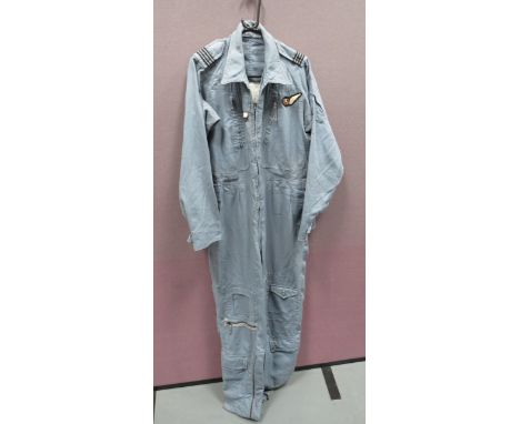Post War MK2 Engineer’s Flight Suit  blue cotton, twill suit.  Full length body zip.  Patch chest and leg pockets with zip fa