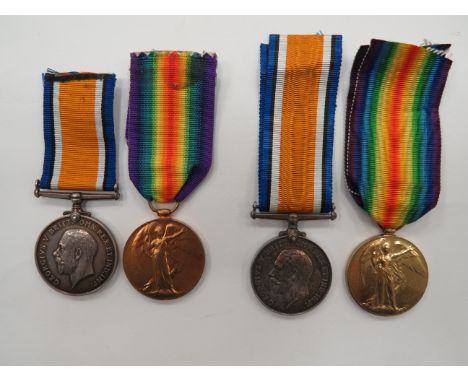 Two WW1 Officer Medal Pairs  consisting silver War medal and Victory named “S.Lt R A Brown RNVR” ... Similar pair named “2.Li