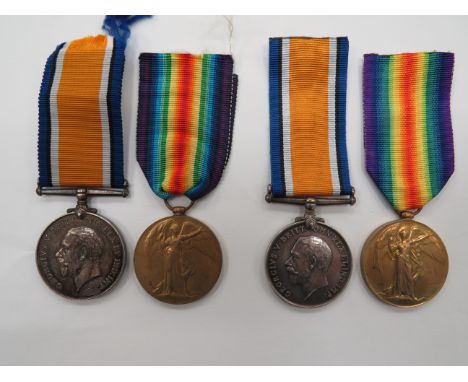 Two WW1 Infantry Medal Pairs  consisting silver War and Victory named “G27157 Pte B Plume Midd’x. R”  Together with a similar