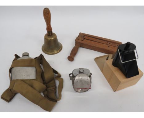 Selection of Various ARP Items  consisting brass hand bell with wooden handle.  The bell stamped “ARP” and “G &amp; J 1939” .