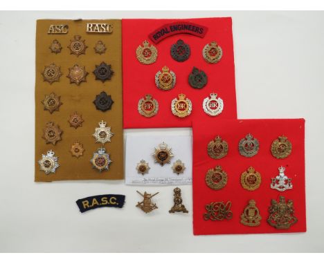 Selection of Corps Cap Badges  including KC brass ERVII RE ... KC white metal ERVII RE ... KC gilt GRV RE ... Vic crown brass