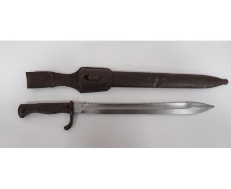 Imperial German Seitengewehr M1898/05 Sawback Bayonet  14 1/2 inch, single edged blade widening towards the point.  Rear sawb