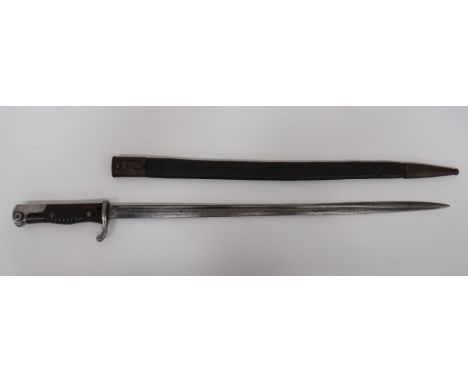 Imperial German Seitengewehr M1898 Bayonet  20 1/2 inch, single edged, pipe back, quill point blade.  Narrow fuller.  Forte w