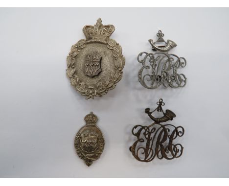 Small Selection of Eton Pouch Badges including Vic crown, white metal Eton Vol Rifles Corps pouch badge. Screw post fitting .