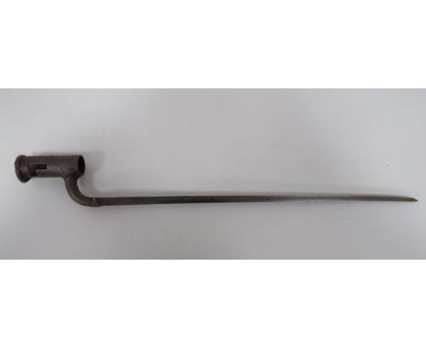 1842 Pattern Lovells Catch Socket Bayonet  17 1/2 inch, triangular form blade with hollow ground rear flats.  The forte with 