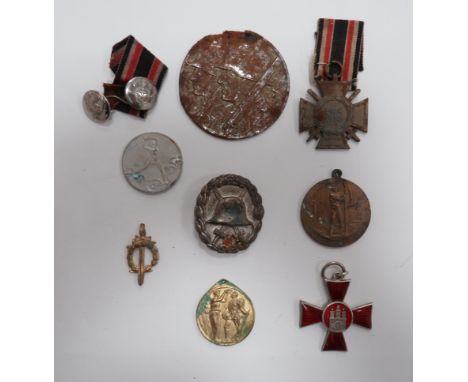 Small Selection of Imperial and Later German Items  including silvered and enamel Imperial Hanseatic Cross, Hamburg ... 1914-