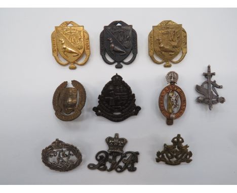 Small Selection of Various Badges  consisting bronzed Falkland Islands Defence Force ... Gilt Falklands Islands Defence Force