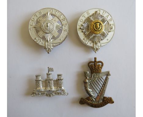 Small Selection of Pipers’ Badges consisting silvered Scots Guards badge within a belted circlet ... Silvered, gilt and ename