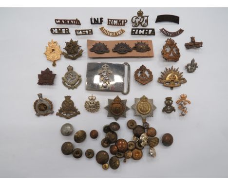 Selection of Commonwealth Badges  cap badges include KC brass, Australian Commonwealth Military Forces ... KC brass, Royal Au