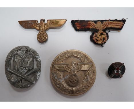 Small Selection of German Third Reich Items  including silvered, alloy, Army General Assault badge ... Silvered and enamel Hi