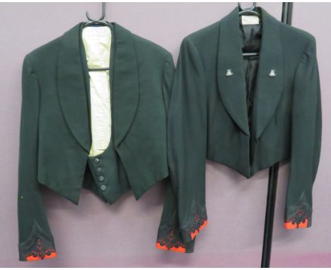 2nd Gurkha Rifles and KRRC Mess Jackets  dark green mess jackets with matching collar.  Silvered 2nd GR collar badges.  Scarl