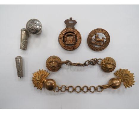 Small Selection of Various Badges including brass Hampshire Home Service plate centre (4 rear lugs) ... Brass Suffolk Home Se