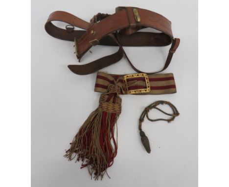 Large Waist Sam Browne Officer’s Belt  to fit waist 56 inches.  Brass buckle and fittings.  Single, brown leather cross strap