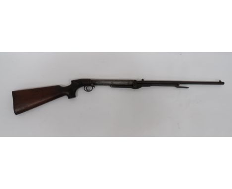 Pre War BSA Air Rifle  .177, 19 1/2 inch barrel.  Top mounted V sight.  Rear, top loading gate.  Under barrel, cocking lever 