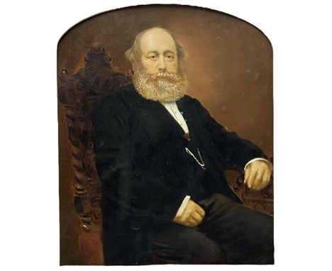  Portrait of Spenceley Brown of Burton Pidsea, 20th century over painted photographic print 30.5cm x 20.5cm