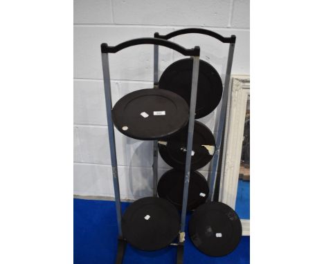 Two vintage almunium and phenolic cake stands, one currently functioning but needs tightening up one in need of attention , a
