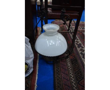 A Victorian ceiling oil lamp and fittings