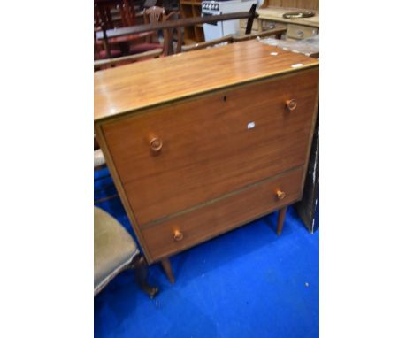 A vintage teak drop front chest, dimensions approx. W76 D48 H93cm