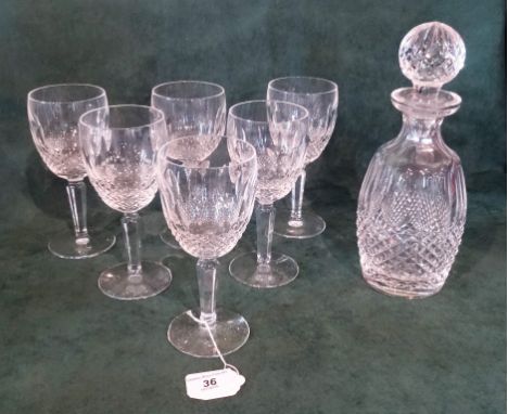 A Waterford Crystal Colleen pattern decanter and stopper (27cm), together with a set of six Waterford Crystal Colleen pattern