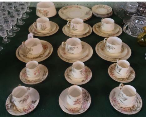 A Bodley 5733 pattern part-tea service, circa 1880, comprising: two sets of six cups and saucers, cake plate, an open sugar b