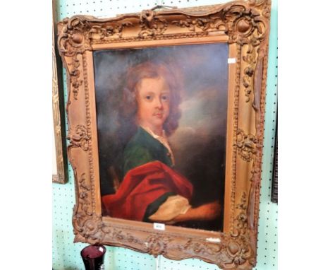 Early 19th century English school, a half-length portrait of a boy in smart dress, oil on panel (43cm x 59cm) in a gilt frame