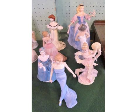 Seven porcelain figurines, to include: Royal Doulton, Wedgwood, Coalport, Nao and Franklin Mint.