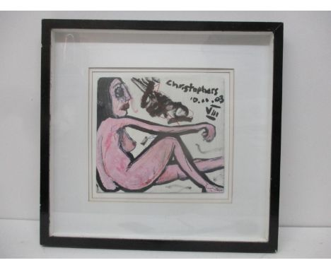Christophers (St Ives) - a nude portrait of a woman signed, dated 10.11.03, top right corner, oil on board, 10" x 11", in a g