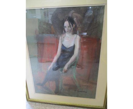 F Winterborne - 'Seated Lady', a pastel in gilt frame, signed lower right hand corner 