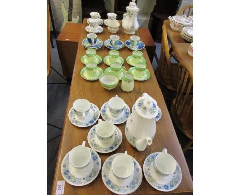 Three vintage Pillivuyt of France coffee cane with four saucers, a Royal Albert Brigadoon part coffee service, a Wedgwood Cle