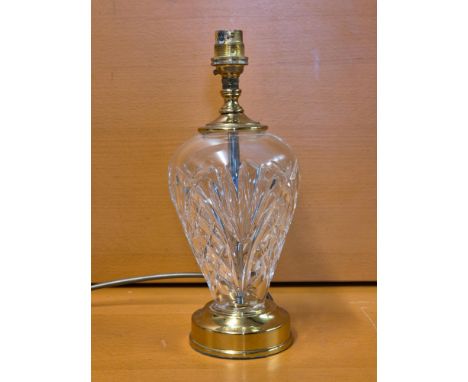 Cut glass and brass table lamp standing 27cm without shade.
