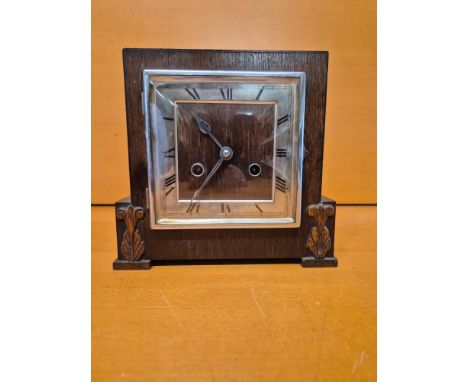 1930's oak chiming mantle clock.