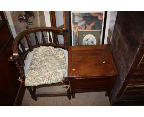 A mahogany commode; and a spindle back corner chair 