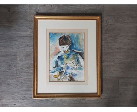 HARRY WEINBERGER (German 1924-2009) A framed and glazed watercolour portrait of a woman, possibly Iris Murdoch. Unsigned. Ric