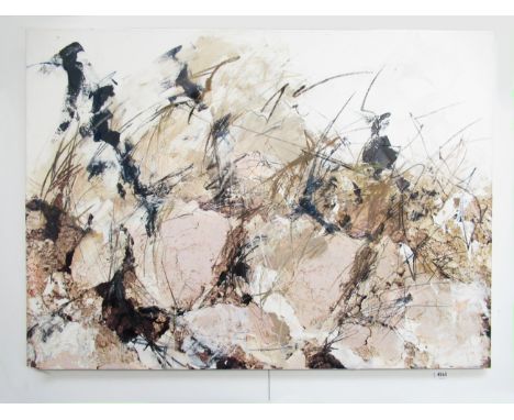 MARJOKE HENRICHS (Netherlands b.1955, now Suffolk resident) A 2008 mixed media on canvas titled 'Beyond the Gate' signed and 