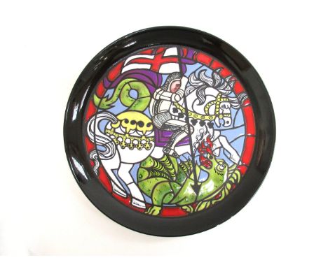 A Poole Pottery limited edition St George plate designed by Tony Morris, painted by C.F William. No. 130/1000. 32cm diameter.