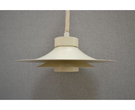 A Danish 'Horn' white ceiling light of three tiers, in the Poulsen style.
