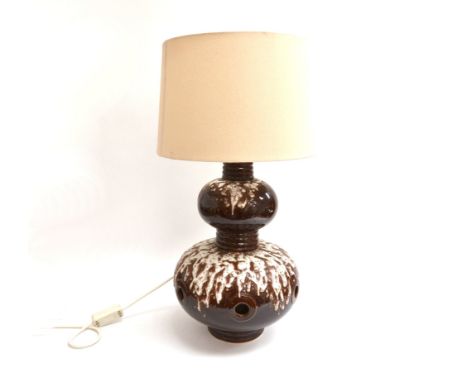 A West German Fat Lava table lamp in brown and white 