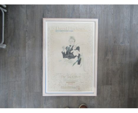 A David Hockney original framed and glazed art exhibition poster for the artists show at the Tate Gallery in 1980, 76cm x 50.