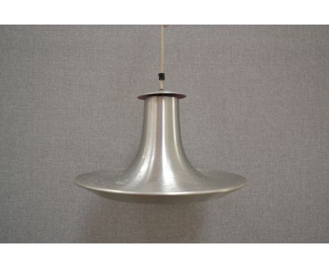 A Danish aluminium ceiling pendant light of flared form 