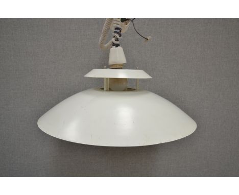 A Danish ceiling light with three tiered shade in Poulsen style, rise and fall fitting 