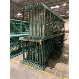 (26x) Teardrop Pallet Rack Uprights, 48" X 18' 6", 3" X 3" Legs, 3" X 4-1/2" Footplate ($50 Loading