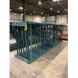 (13x) Teardrop Pallet Rack Uprights, 64" X 15', 3" X 3" Leg, 5-1/2" X 6-1/2" Footplate ($30 Loading