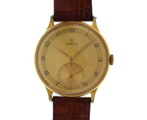 Omega - Gentleman's gold-plated cased wristwatch, ref. 2317/4, circa 1940s, the gilt chapter-ring dial with Arabic hour marke