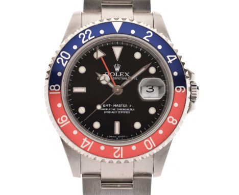 Rolex - Gentleman's GMT Master II Superlative Chronometer stainless steel bracelet watch, ref. 16710,  bi-directional red and