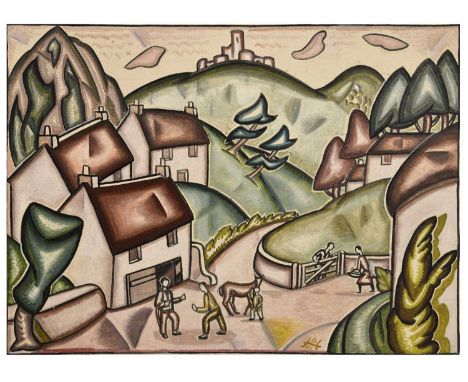 Doris Brabham Hatt, ARWA (1890-1969) - Oil on board - The Forge, Swiss Valley, Clevedon with Walton Castle beyond, monogramme