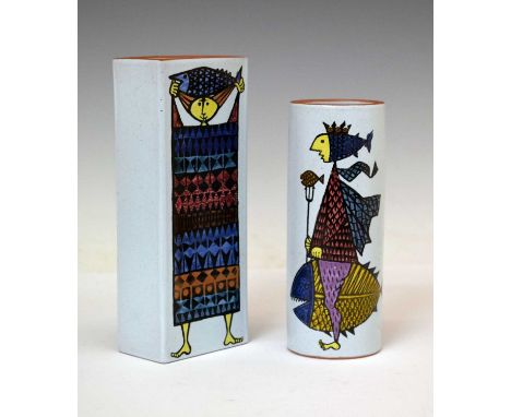 Stig Lindberg (1916-1982) for Gustavsberg, Sweden - 'Karneval' series vase, rectangular form, earthenware with tin glaze and 