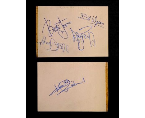 The Rolling Stones autographs - a single page with signatures of Mick Jagger, Brian Jones, Charlie Watts, and Bill Wyman on f