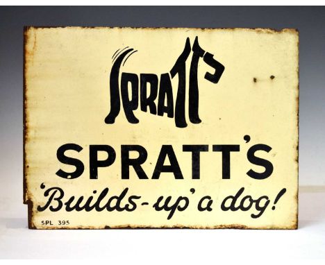 Advertising - Early 20th century double-sided enamel sign 'Spratt's Builds up a Dog !', 41cm x 30cm